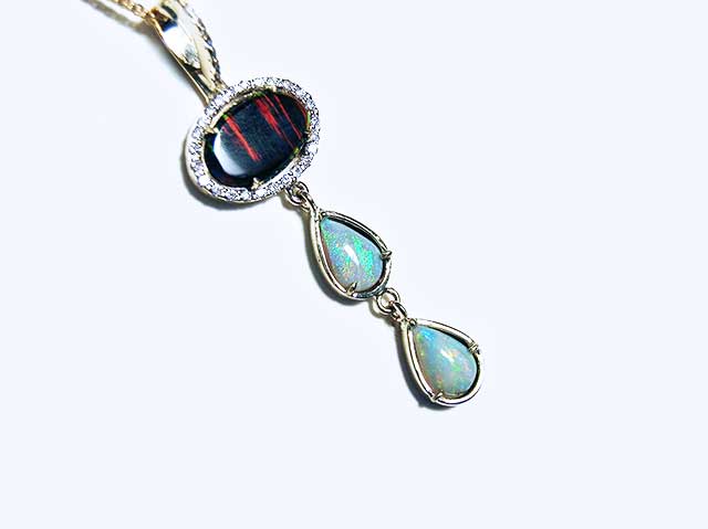 Natural australian black opal pendant