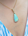 Pear cut opal necklace
