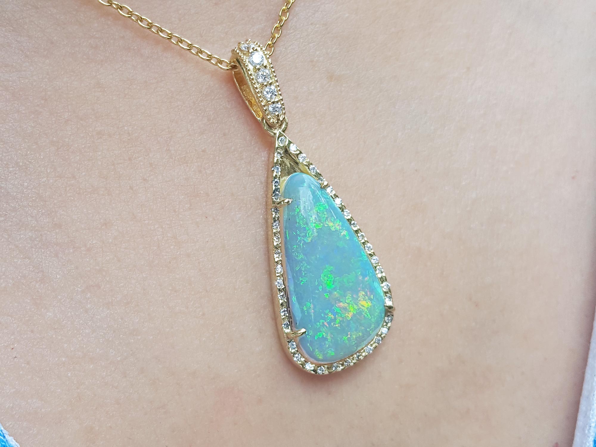 Opal an diamond necklace