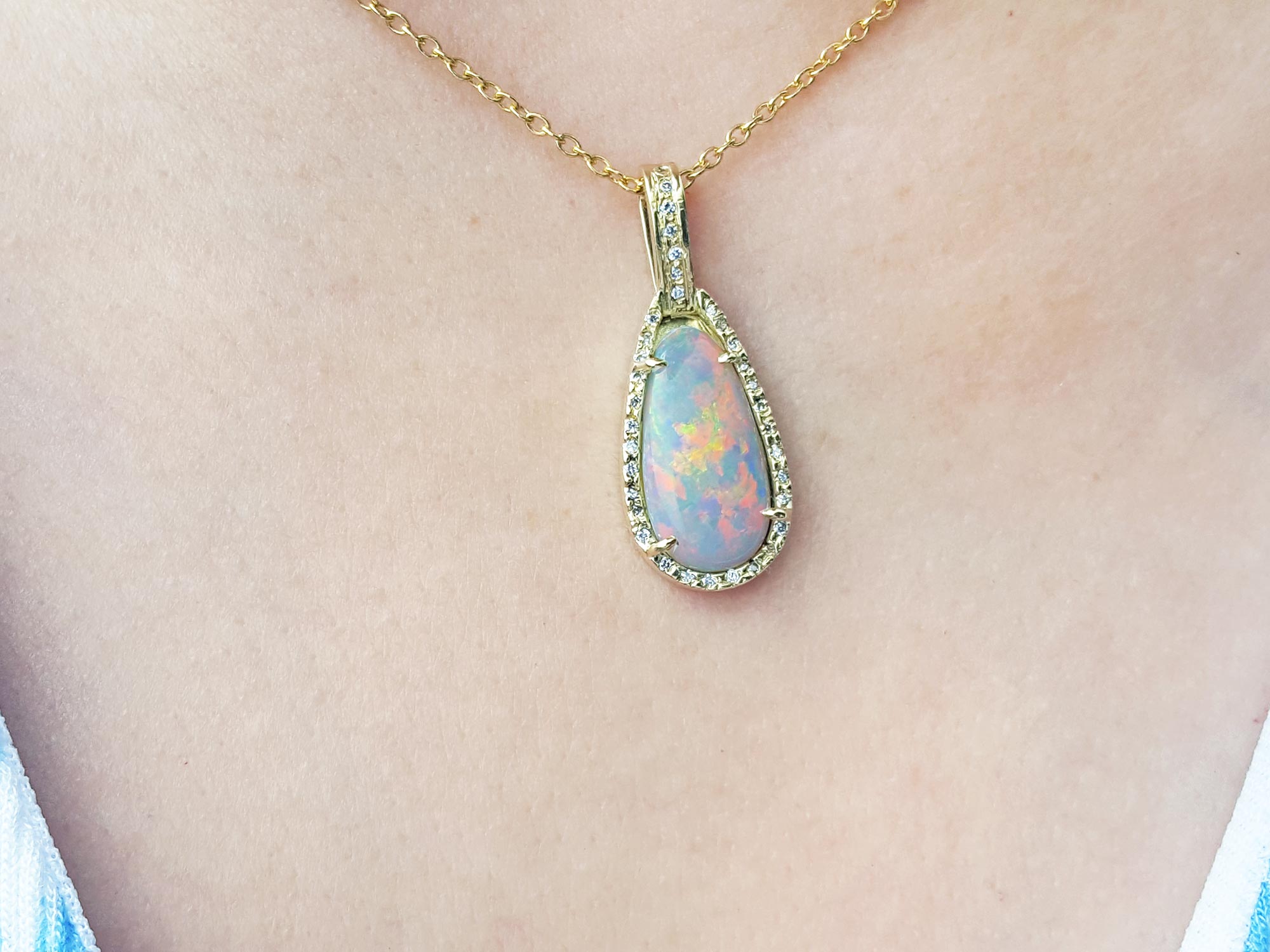 Solid Australian opal pendant necklace