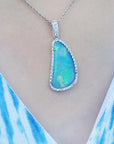 Opal and diamond necklace