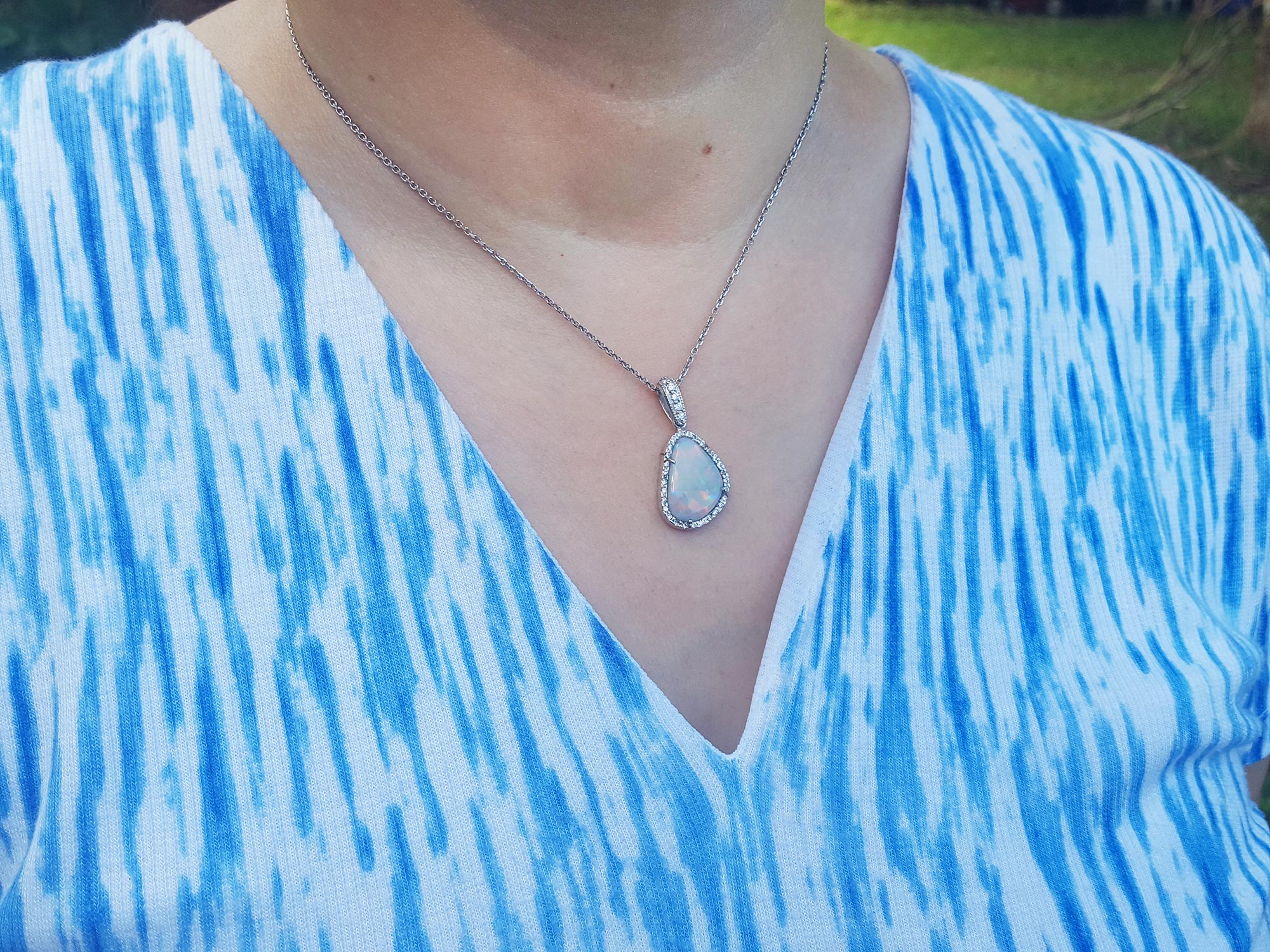 Earth mined Australian opal necklace