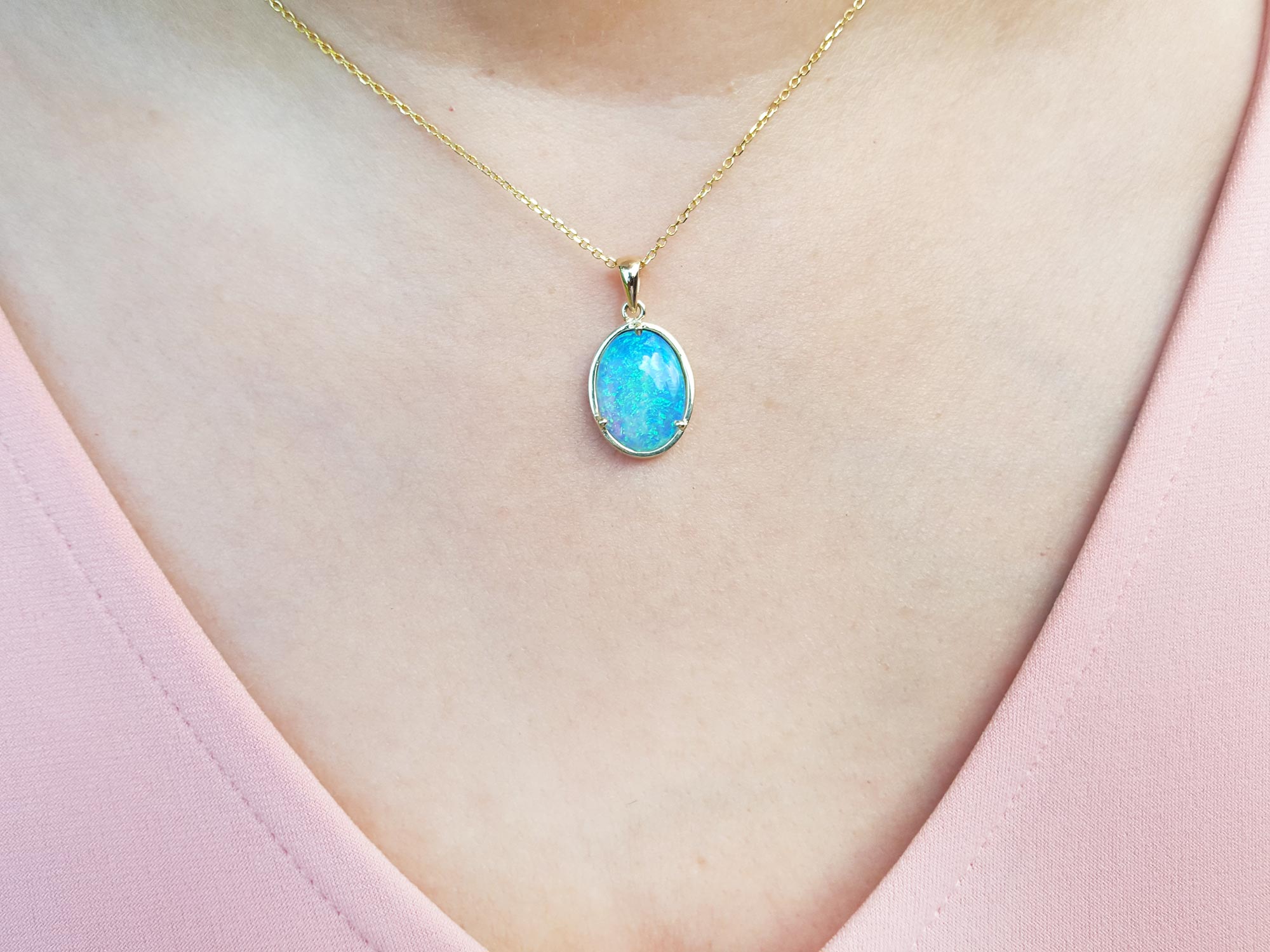 Blue buy Opal Gold Necklace