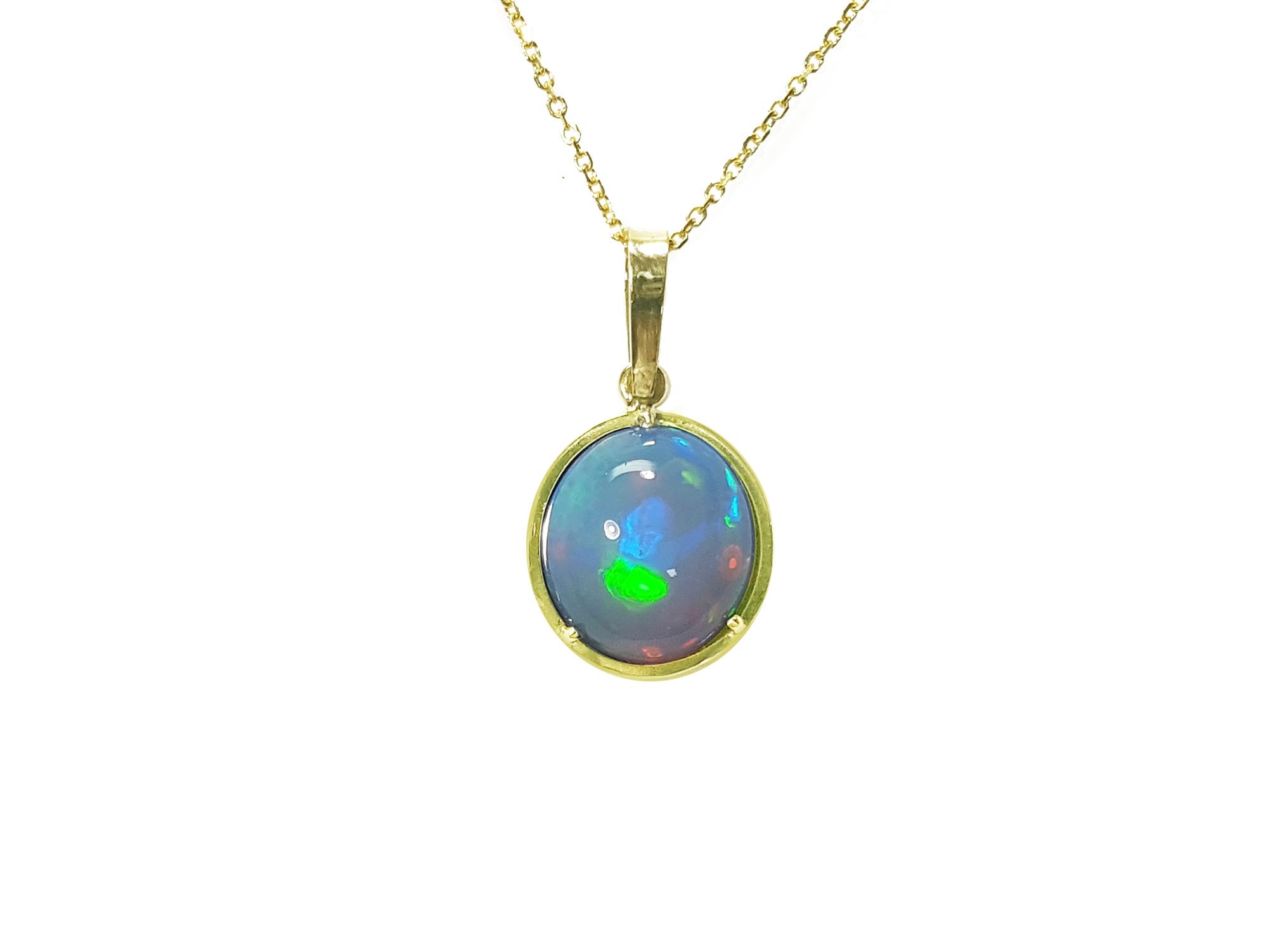 14k Ethiopian opal necklace