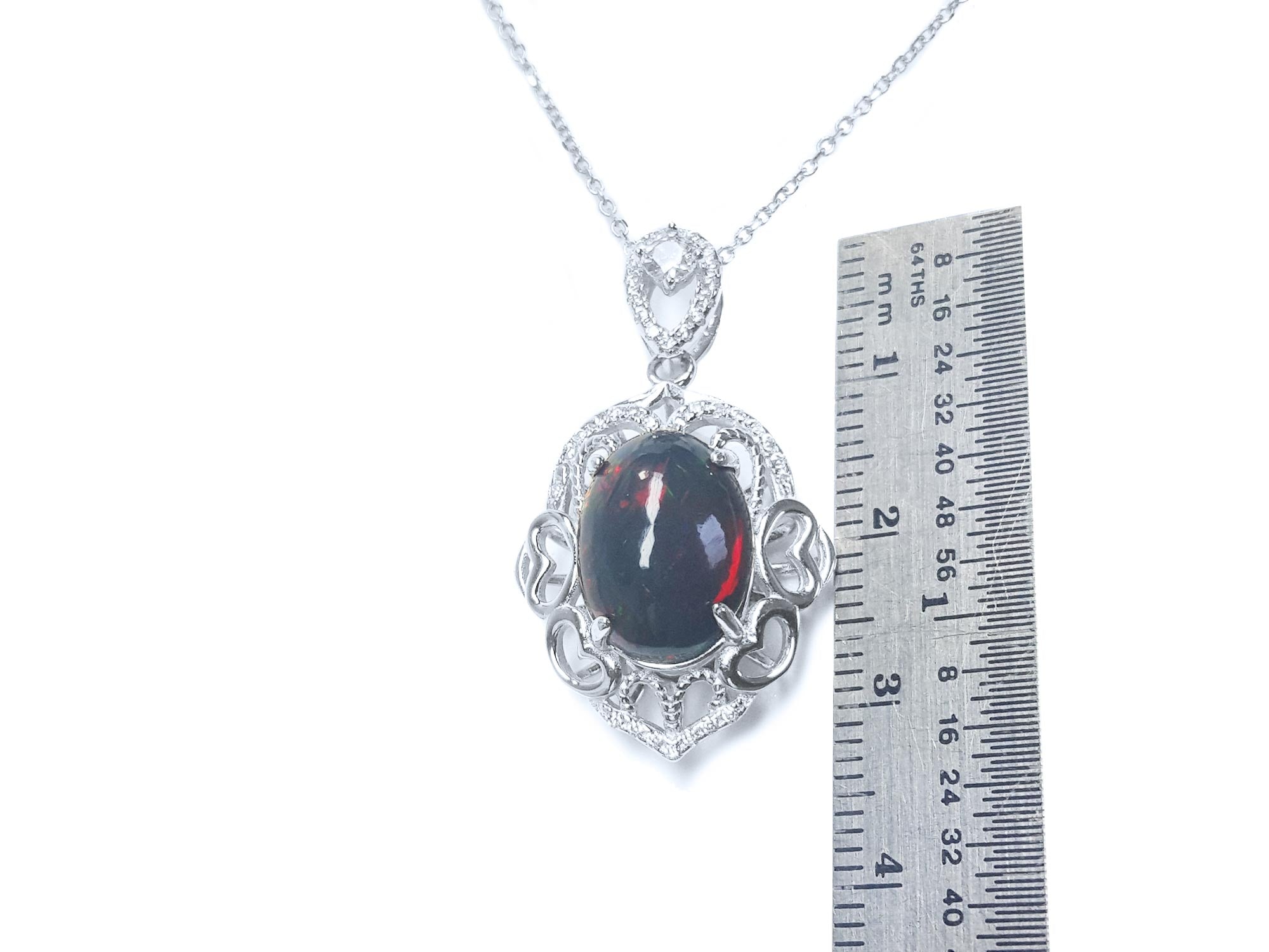 Black opal silver necklace