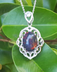 Silver opal necklace