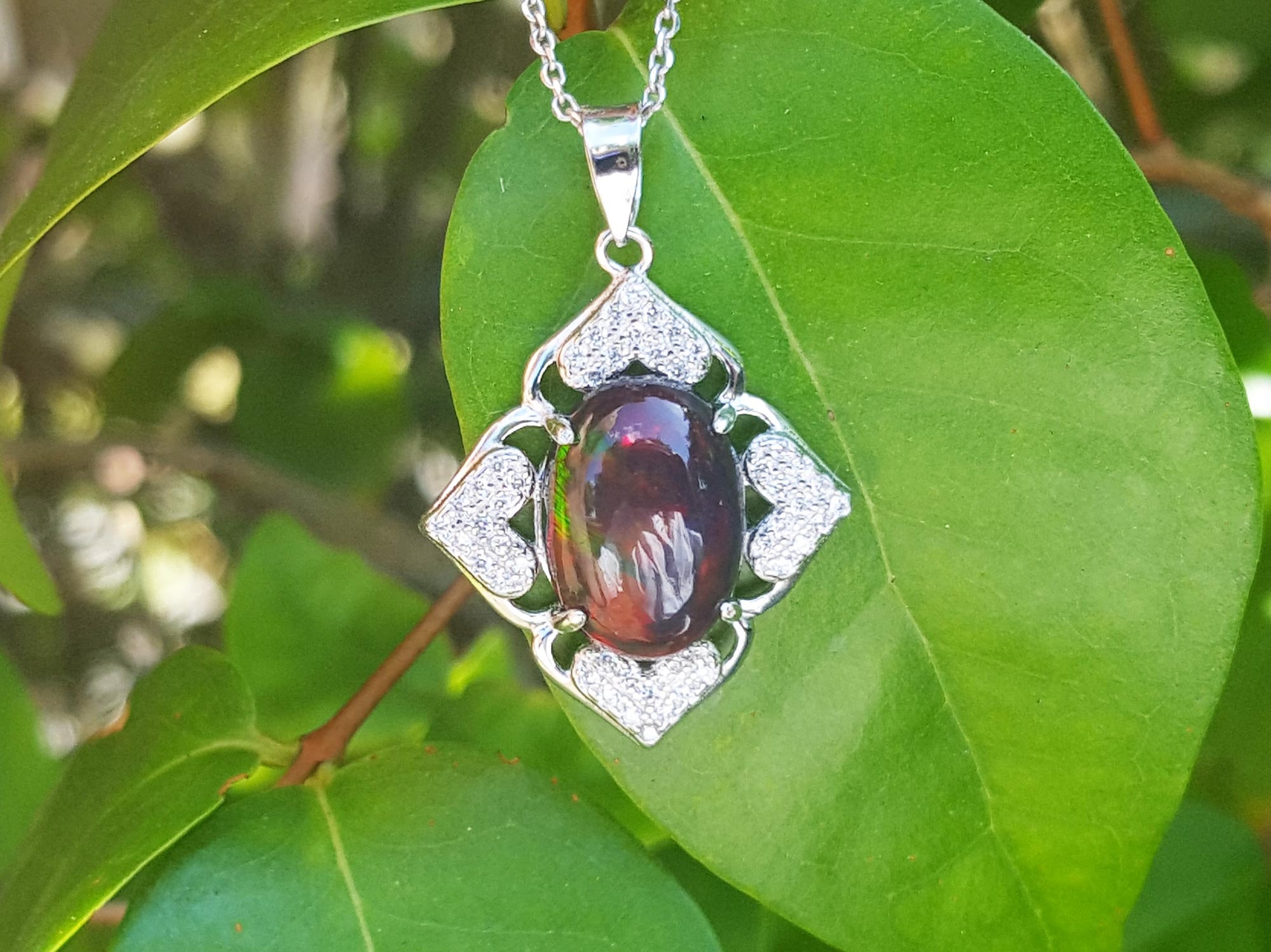 Black opal pendant