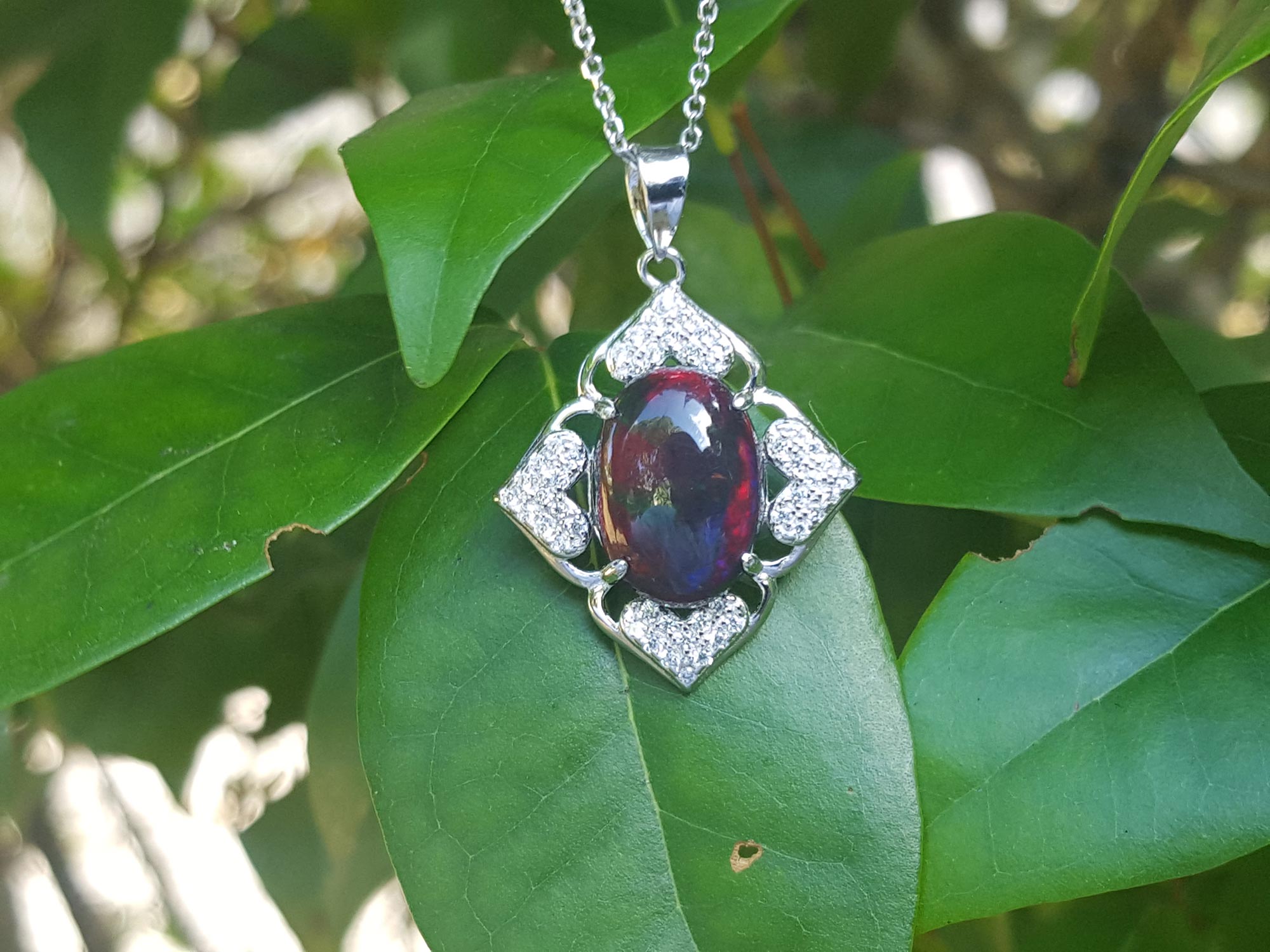 Black opal sterling silver jewelry