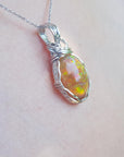 7.67 Ct. Ethiopian Opal Pendant Wire Wrap Silver