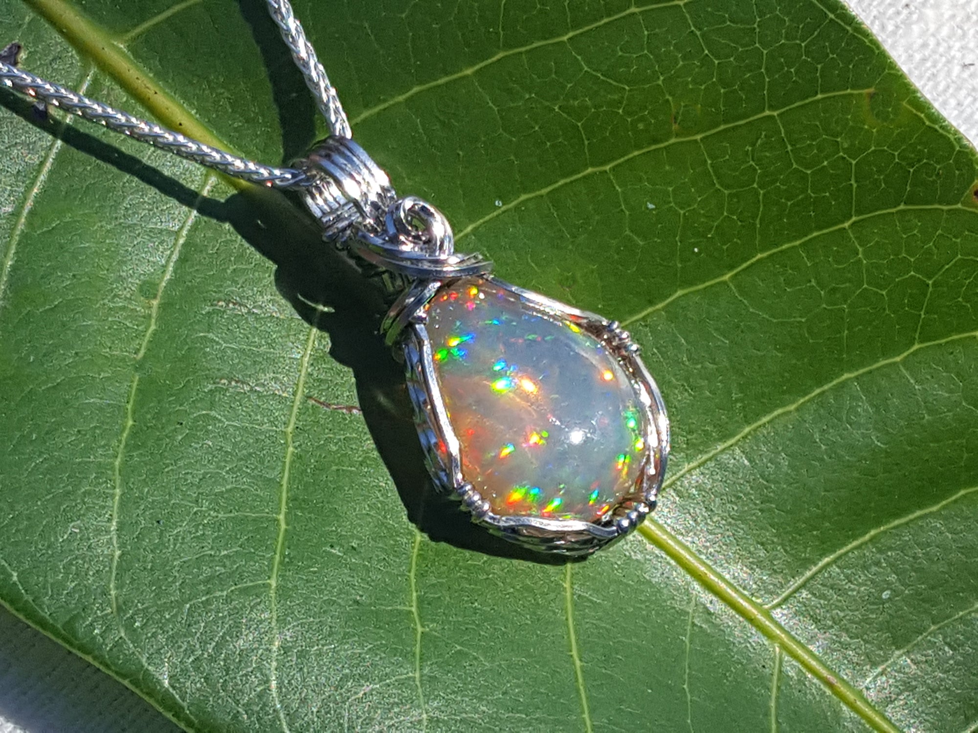 5.96 ct. Welo Ethiopian Opal Pendant Wire Silver Hand Made