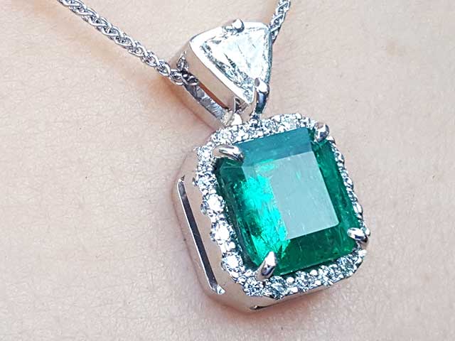 Emerald-cut emerald pendant