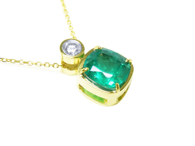 18K 14K Solid gold emerald pendant