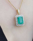 Emerald-cut emerald pendant