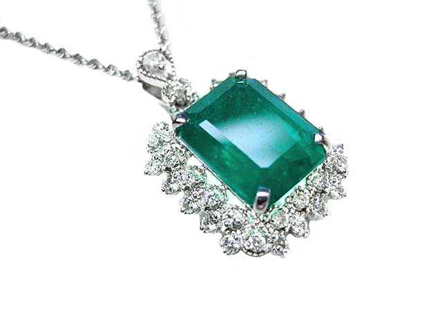Emerald and diamond pendant for sale