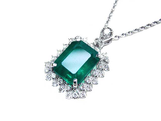 Emerald-cut emerald pendant