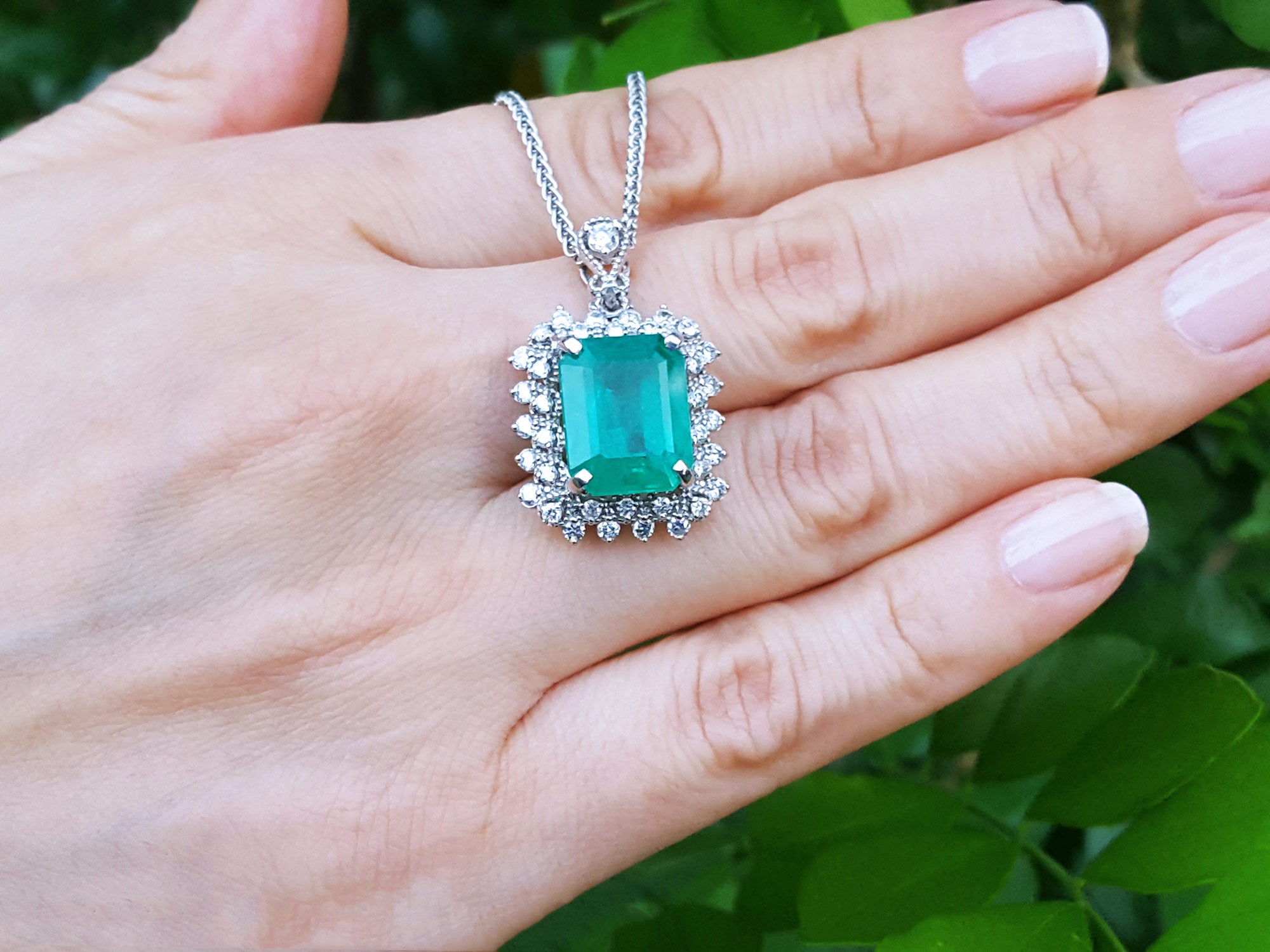 May birthstone emerald pendant