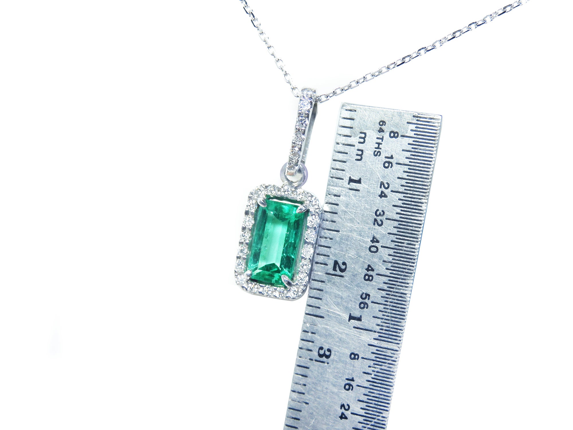 Emerald slider pendant necklace