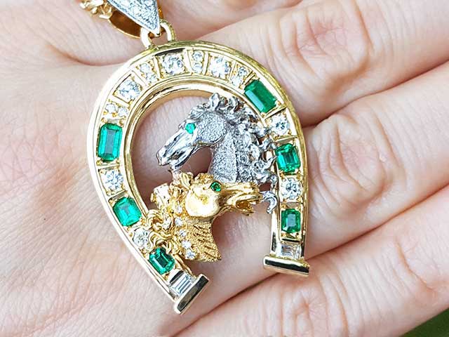 Emerald pendant necklace for men