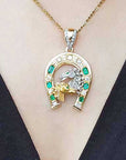18k gold emerald pendant horsehoe