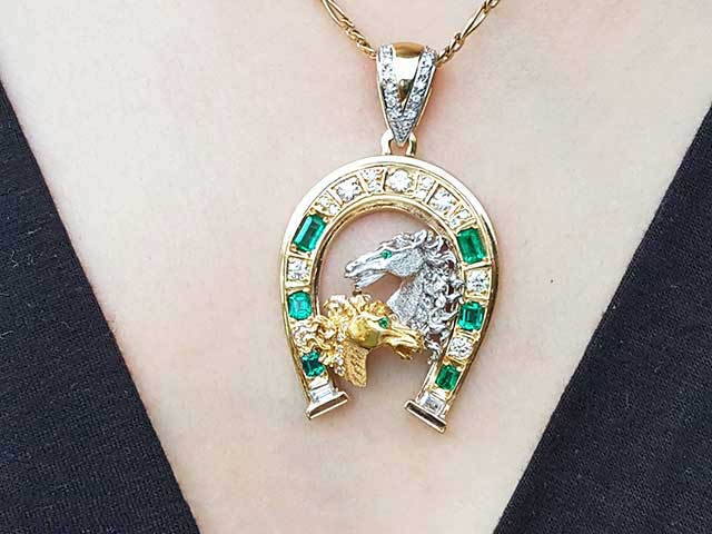solid yellow gold emerald pendant