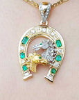 Emerald and diamond horseshoe pendant