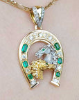 Green emerald horseshoe pendant
