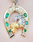 Solid gold mens emerald pendant