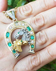 Emerald two horses pendant