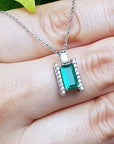 Baguette cut Emerald and Diamond Pendant Necklace