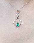 Lucky emerald clover pendant necklace