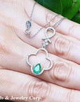 Pear shaped emerald clover pendant