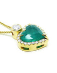 18K yellow gold Muzo emerald heart pendant