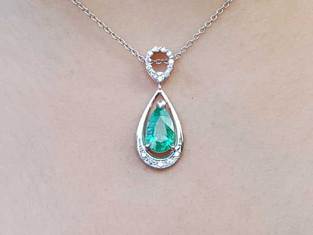 Genuine emerald slider pendant