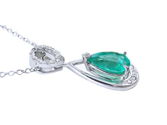 Emerald and diamond fine jewelry pendants