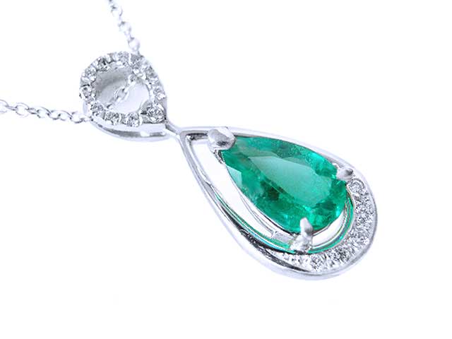 Emerald and diamond pendant for sale