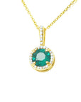 Dangling heart emerald pendant necklace