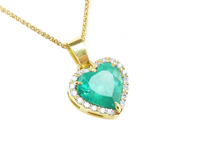 Genuine emerald heart pendant