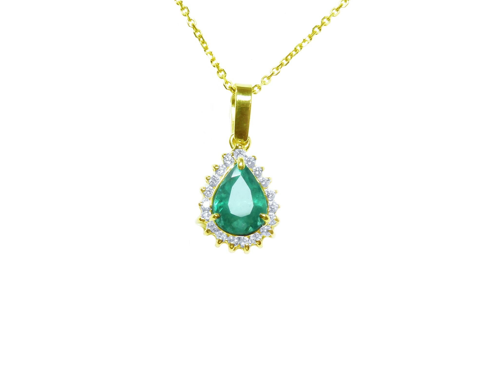 Yellow gold emerald pendant
