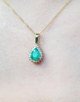 Deep green Colombian emeralds pendant