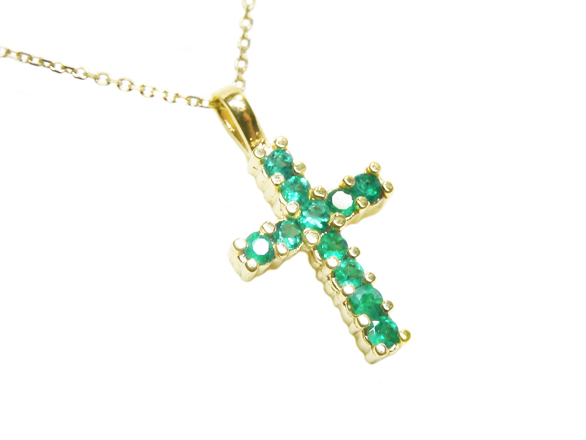 Emerald cross pendant