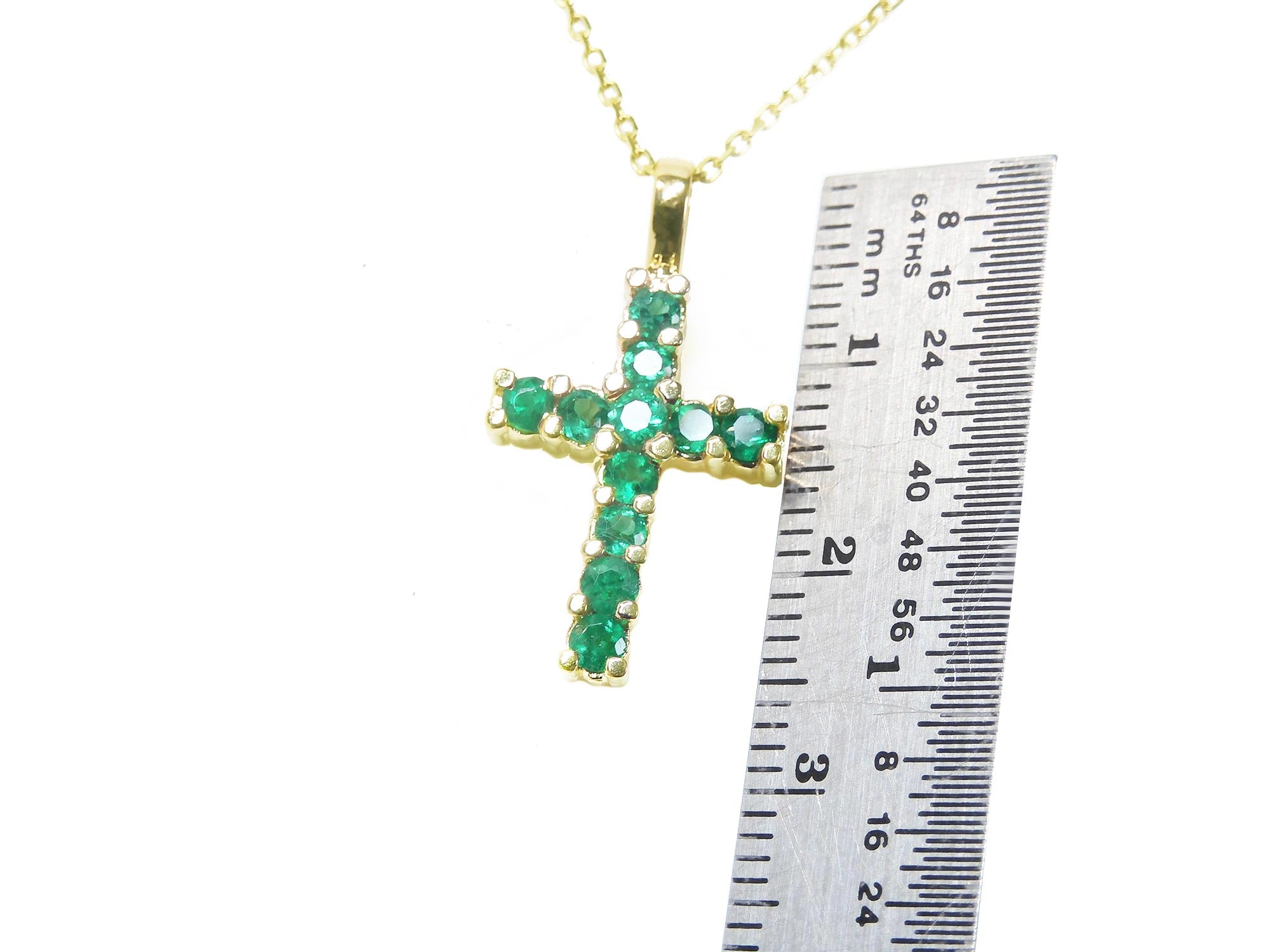 18k emerald cross necklace
