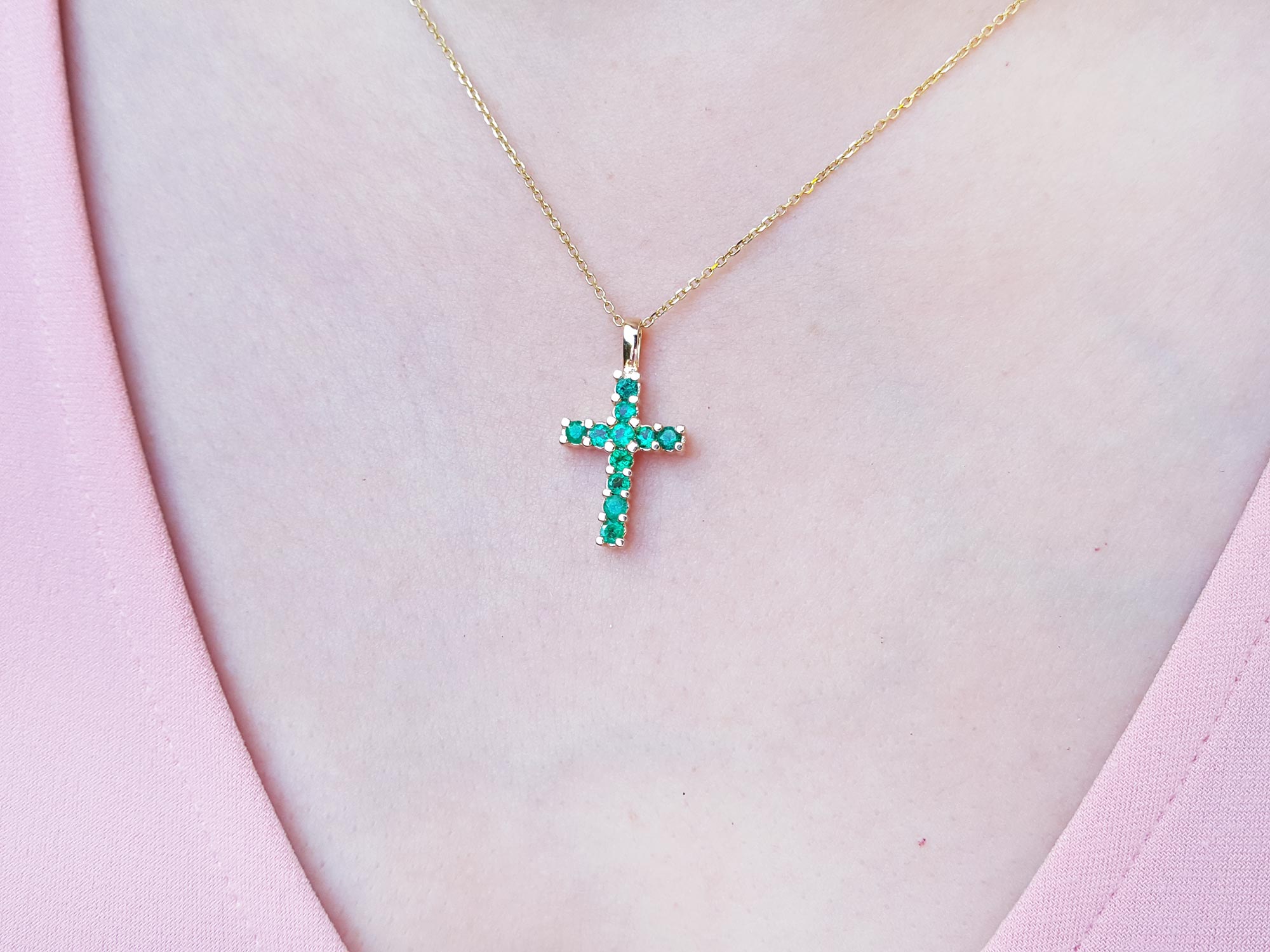 Real emerald cross