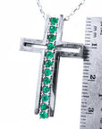 Emerald cross pendant necklace for sale