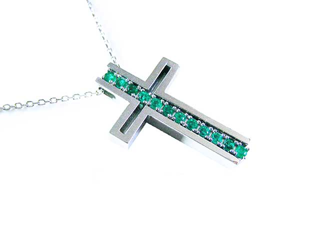Genuine Emerald cross pendant for mother’s day