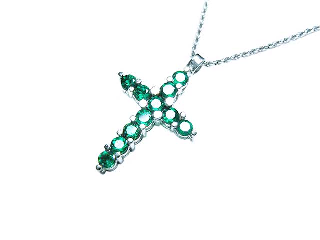 Emerald cross pendant made in USA