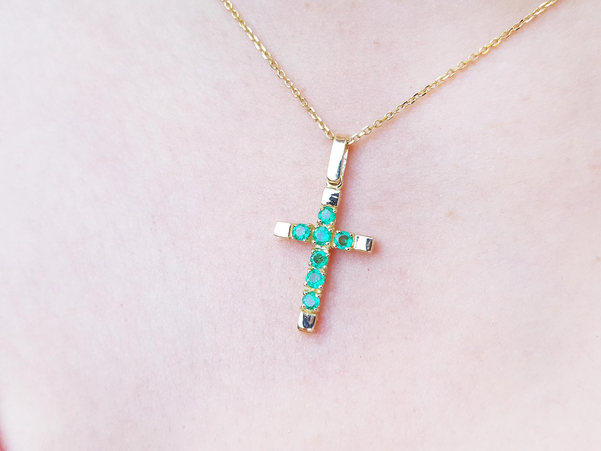 solid gold emerald crosses