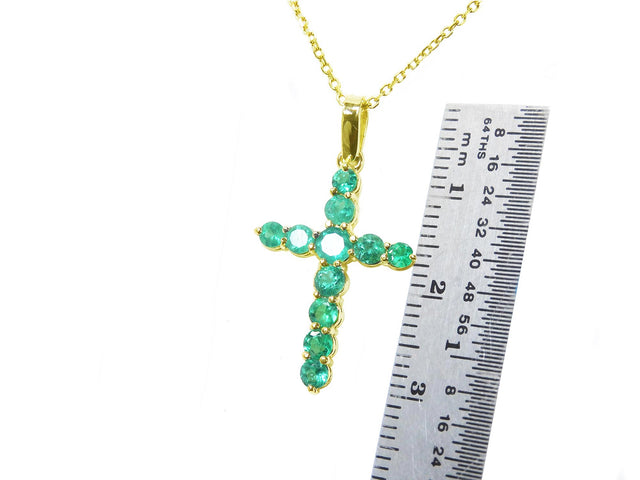 Solid yellow gold emerald cross