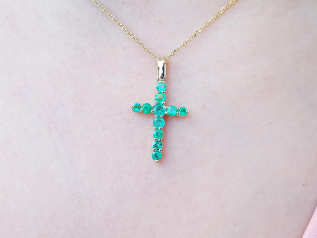 Real emerald cross pendant for sale
