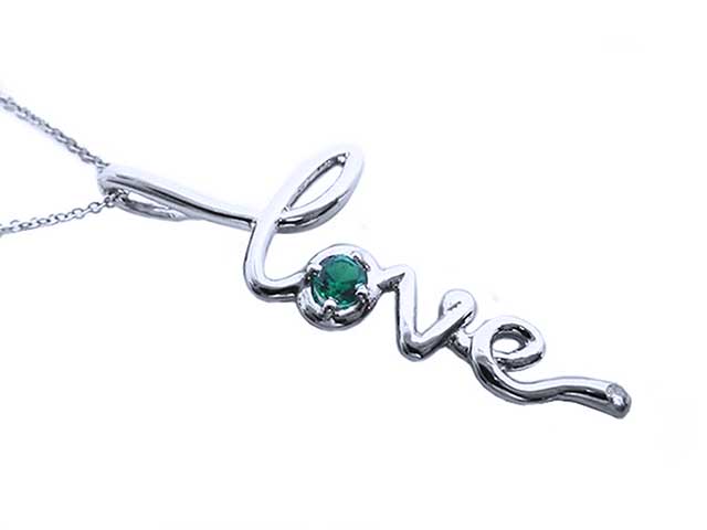 Emerald love necklace pendant