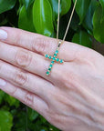 May birthstone emerald cross pendant